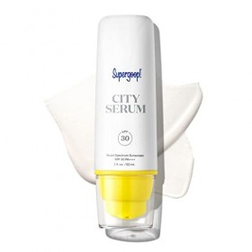 Supergoop! City Sunscreen Sérum anti-âge SPF 30, 60 ml, lotion matinale légère et riche en antioxydants, sérum vitaminé hydra