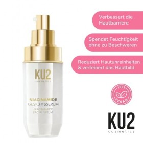KU2 Cosmetics Sérum Niacinamide | Sérum pour le visage réduit les imperfections | équilibre le teint et réduit les pores | Id