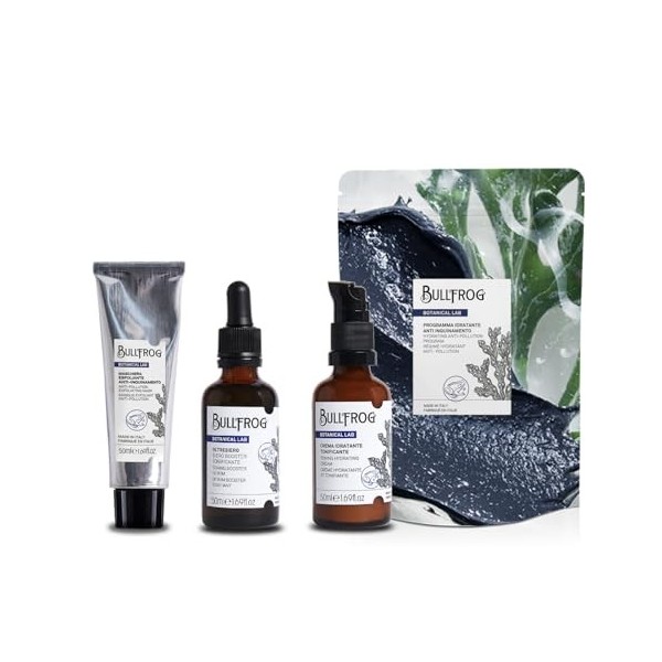 Bullfrog - Programme Hydratant Anti-pollution : Traitement 3 Étapes pour Peau Nourrie et Protégée, Tonifie et Hydratée, Convi...