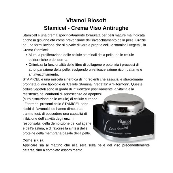 Vitamol Biosoft Crème Visage Anti-âge aux Cellules Souches - Anti-rides - Imperfections cutanées - Peaux normales ou sèches 5