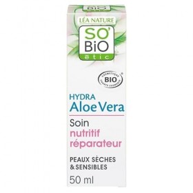 SO BIO - Soin Nutritif à lAloe Vera Bio pour Peaux Sensibles - Hydrate et Apaise la Peau du Visage - 50Ml - Lot De 2 - Vendu