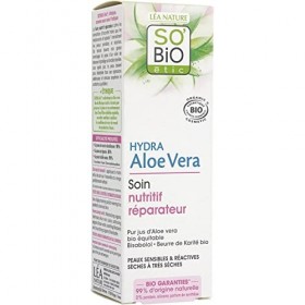SO BIO - Soin Nutritif à lAloe Vera Bio pour Peaux Sensibles - Hydrate et Apaise la Peau du Visage - 50Ml - Lot De 2 - Vendu
