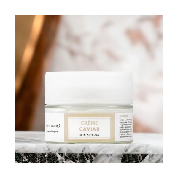 Crème caviar - 50ml | Crème de jour anti-âge | Extrait de caviar + Collagène marin | Fabriqué en France | Nutrition pro