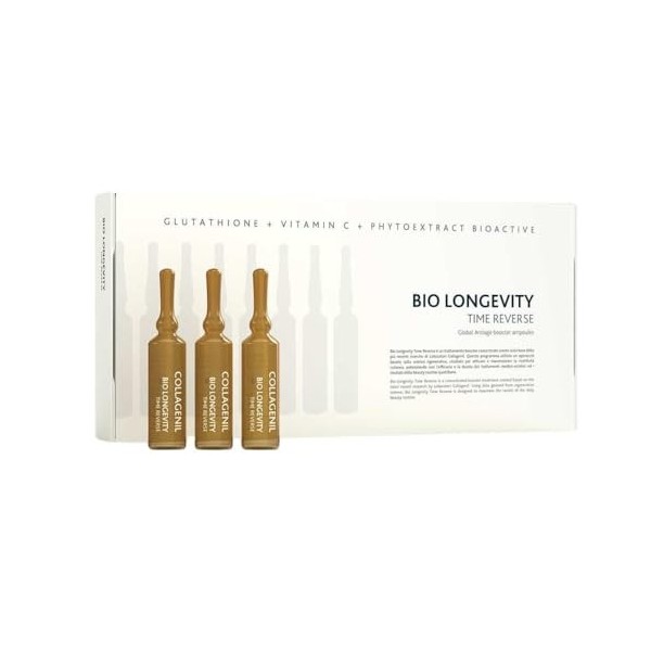 Collagenil Bio Longevity Time Reverse, Huile Visage, Cou et Décolleté, Booster Anti-Âge Concentré à Effet Éclat, Soin Régénér
