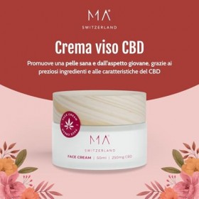 MA Switzerland crème pour le visage CBD hydratante, un sébum anti-âge et régulateur, homme et femme, enrichi de 250 mg de can