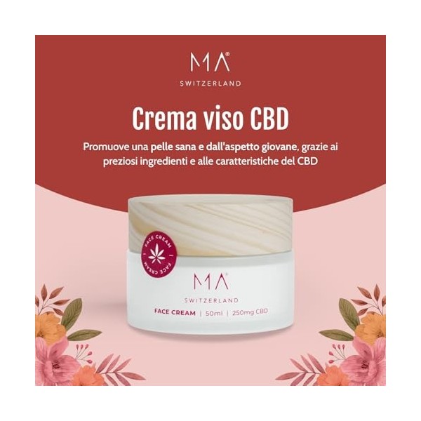 MA Switzerland crème pour le visage CBD hydratante, un sébum anti-âge et régulateur, homme et femme, enrichi de 250 mg de can
