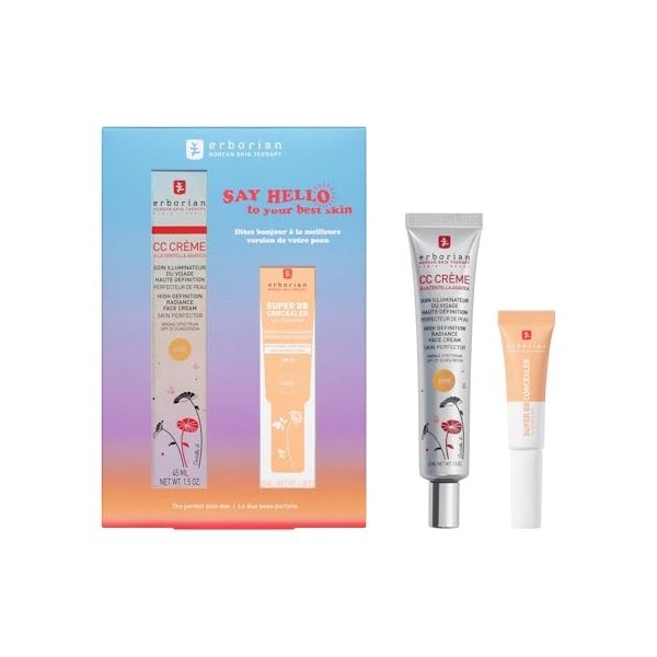 ERBORIAN | Coffret Duo Peau Parfaite | CC Crème Clair 45ml & Super BB Concealer Clair 10ml | Teint unifié, peau sublimée | Id...