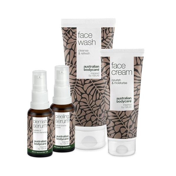 Réduisez les problèmes de pigmentation sur le visage avec un ensemble de 4 pièces composé dun nettoyant pour le visage, dun