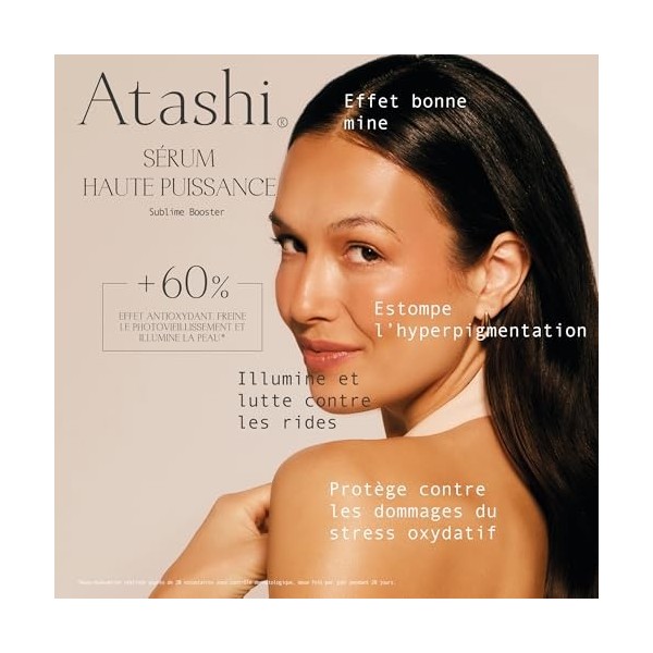 Atashi Antioxidant | Sérum booster sublimé hautement efficace | Éclaire la peau, réduit les rides et calme les rougeurs. Effe
