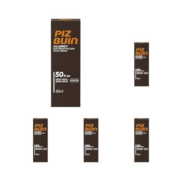 Piz Buin Allergy Crème Facial SPF50 50 ml Lot de 5 Crème Jour et Nuit