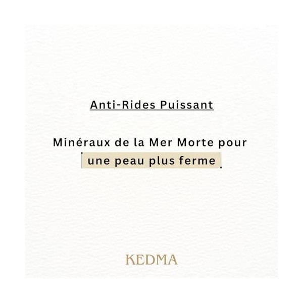 Kedma - Sérum Visage Homme aux Minéraux de la Mer Morte - Anti-Rides et Hydratant - Pour Tous Types de Peau - 50g