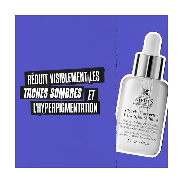 Kiehls, Sérum Correcteur de Taches Brunes Clearly Corrective Dark Spot Solution, Sérum Visage Éclat avec Vitamine C & Acide ...
