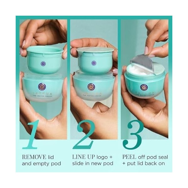 Tatcha The Water Cream Refill 50 ml - Gel léger hydratant pour le visage pour peaux normales à grasses - Crème hydratante res...