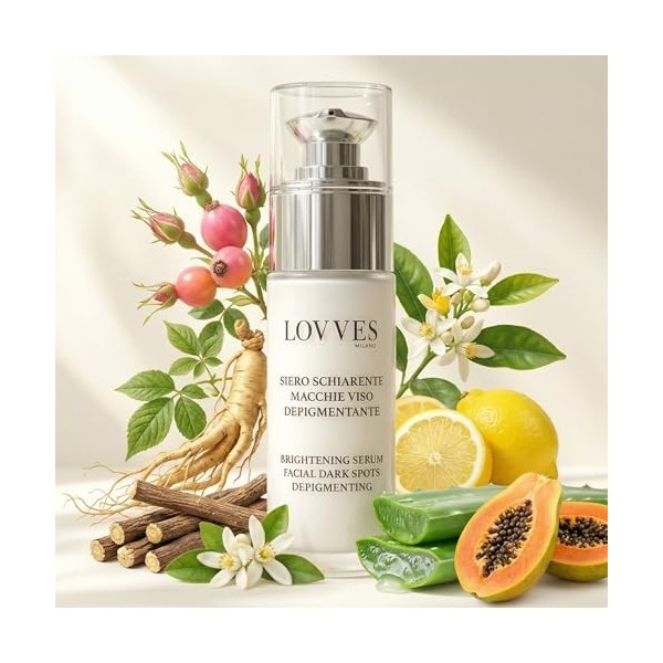 LOVVES Sérum Visage Antitaches, Éclaircissant, Haute Cosmétique Naturelle, Dépigmentant, Réduit les Hyperchromies de la Peau,...