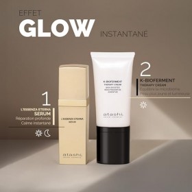 Atashi | Rituel Peau Radieuse | Sérum Anti-âge L’Essenza Eterna + K-Bioferment Therapy Cream + Trousse en Cuir Verni Offerte 