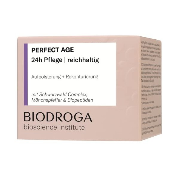 Biodroga Soin raffermissant anti-âge 24h soin riche 50 ml – Crème hydratante anti-rides Skincare Vegan Perfect Age Bioscience...