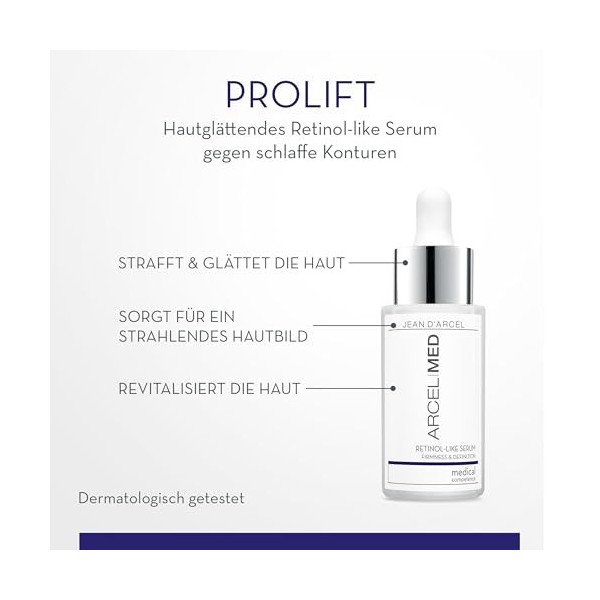 JEAN DARCEL ARCELMED Sérum raffermissant comme du rétinol 30 ml – Lisse et raffermit la peau – Ravive les peaux fatiguées et