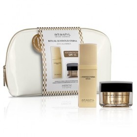 Atashi | Rituel Jeunesse Éternelle | Sérum Anti-Âge L’Essenza Eterna + Crème Hydratante Redensifiante SPF 15 + Trousse en Ver