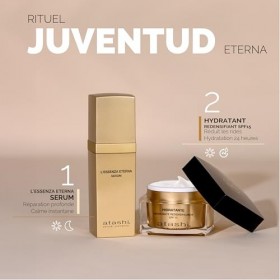 Atashi | Rituel Jeunesse Éternelle | Sérum Anti-Âge L’Essenza Eterna + Crème Hydratante Redensifiante SPF 15 + Trousse en Ver
