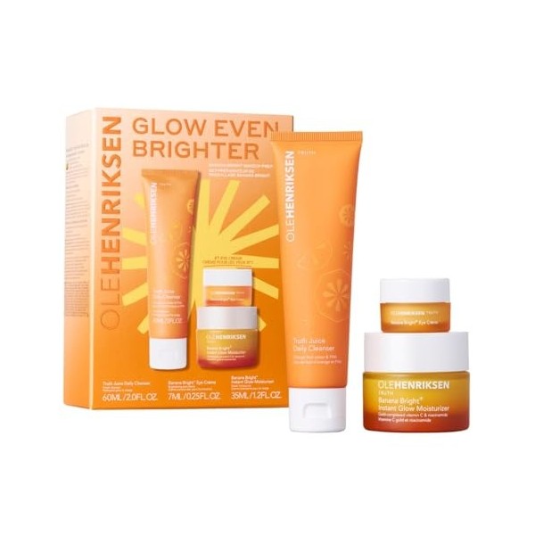 OLEHENRIKSEN Original GLOW EVEN BRIGHTER Coffret de soin avec acide hyaluronique et vitamine C Vegan 7 ml + 35 ml + 60 ml