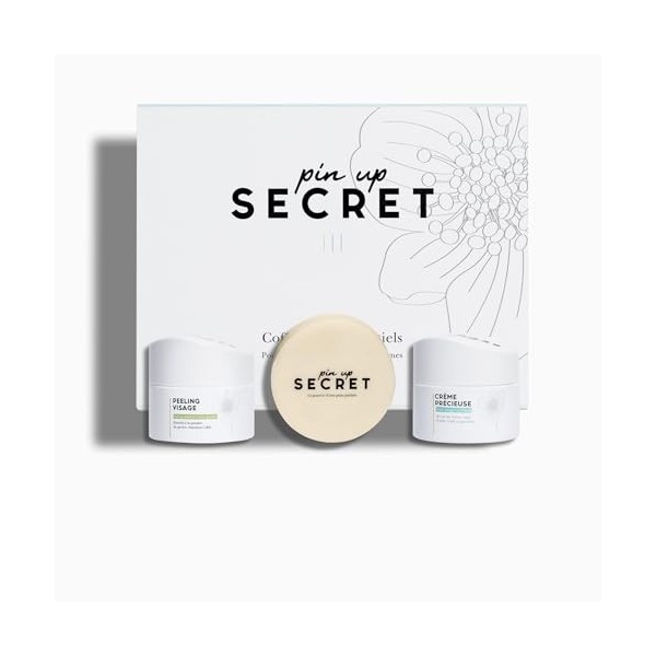 PIN UP SECRET - Coffret Visage Essentiels - Savon Secret Teint Précieux, Peeling et Crème Précieuse - 3 produits - Peaux Irri...