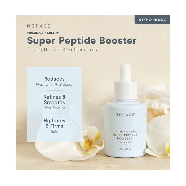 NuFACE Super Peptide Booster Sérum pour le visage - Sérum peptide contre les ridules et les rides avec IonPlex - Optimise les...
