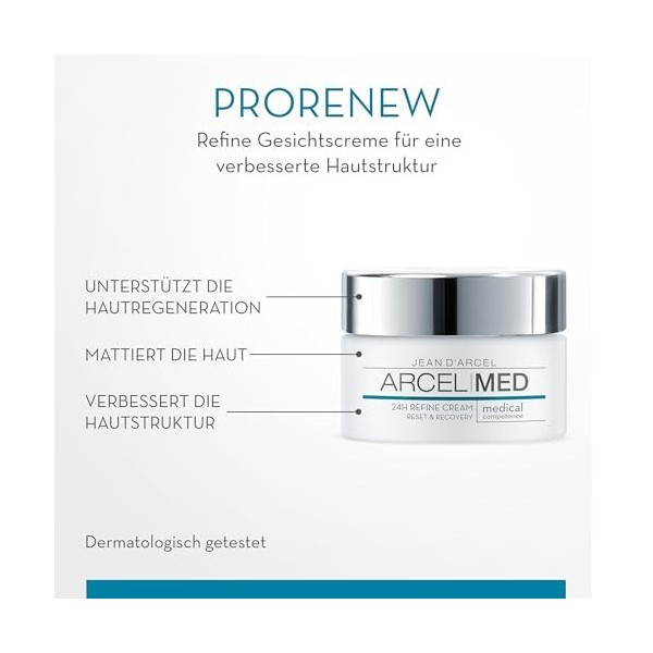 JEAN DARCEL ARCELMED 24h Crème pour le visage - Crème refine 24h - 50 ml - Favorise la régénération de la peau - Améliore la