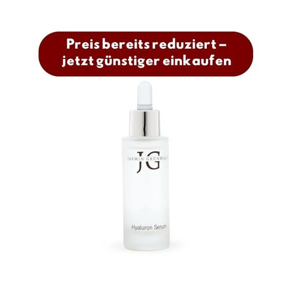 Jasmin Grünwald Sérum hyaluronique 30 ml - Acide hyaluronique à haut et bas poids moléculaire pour une hydratation intense, e...