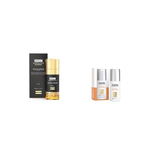 ISDIN Photoaging | Pack Sérum Visage au Rétinal 50 ml + Crème Solaire Visage Anti-âge SPF 50 50 ml | Combat les Signes du