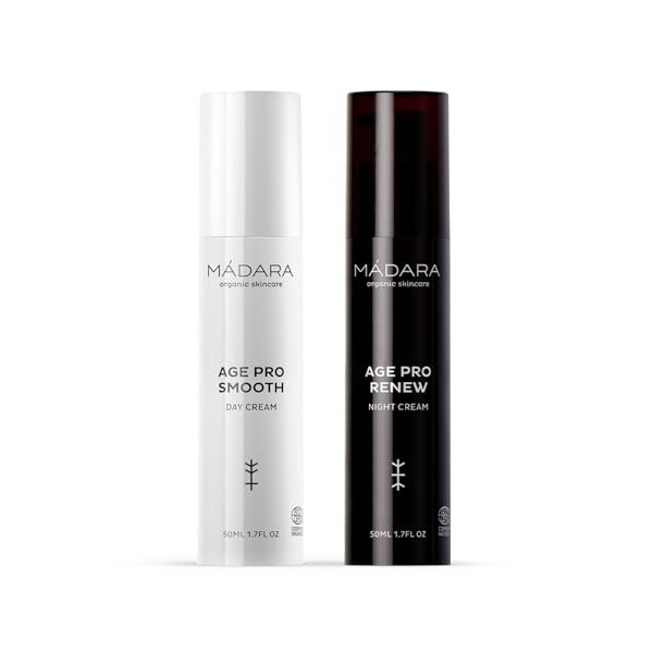 MÁDARA Age Pro Day & Night Skincare Bundle – Crème de jour lissante & Crème de nuit régénérante 2 x 50 ml – Routine anti-âg C...