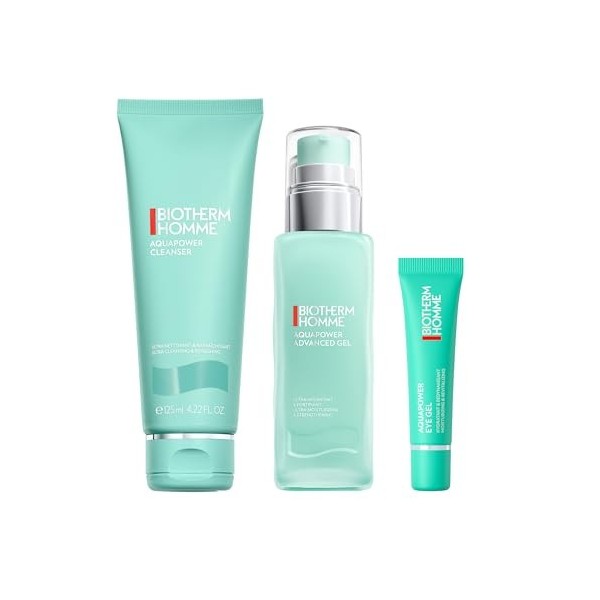 Trio Homme Hydratation: Nettoyant visage Aquapower 125ml + Gel visage Aquapower ultra-hydratant Peau Sèche 75ml + Aquapow