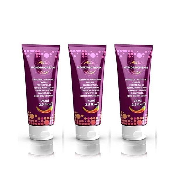 Hondrocream Original 3 x 75 ml | Crème pour les articulations de qualité supérieure depuis 2020 | Pack avantageux de 225 ml |...