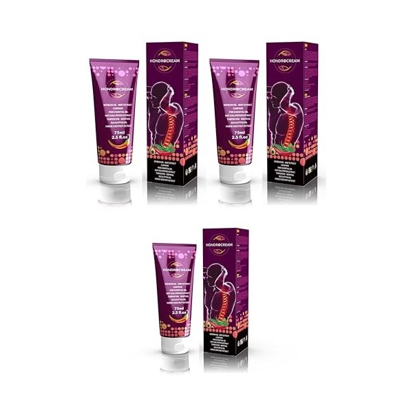 Hondrocream Original 3 x 75 ml | Crème pour les articulations de qualité supérieure depuis 2020 | Pack avantageux de 225 ml |...