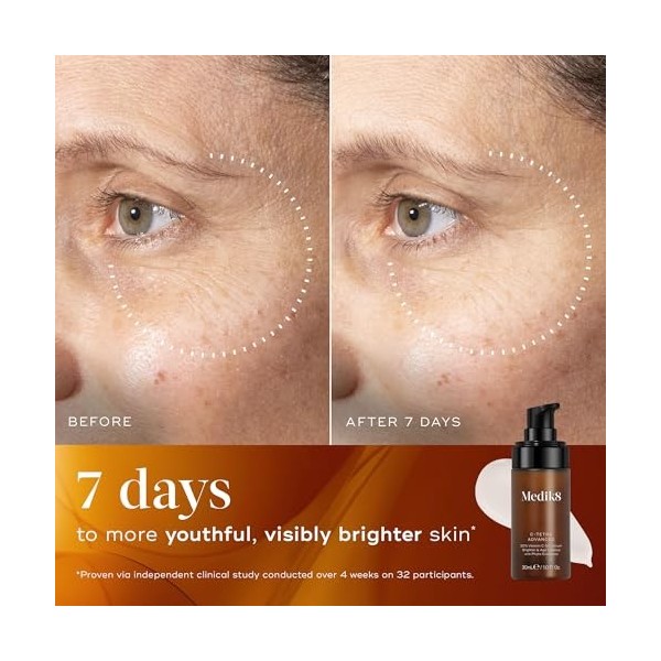 Medik8 C-Tetra Advanced – 20 % de vitamine C – Sérum avec exosomes – Défense contre le vieillissement prématuré de la peau et...