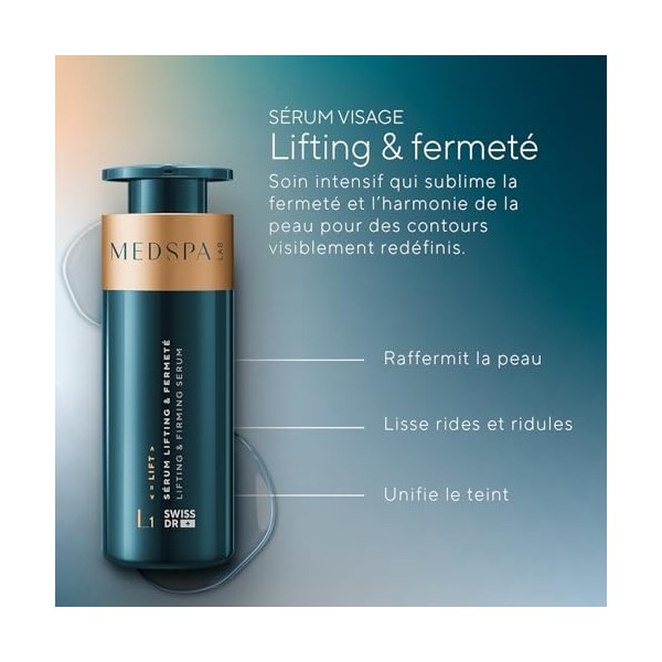 MEDSPA LABORATOIRES - L1 - Sérum Visage Lifting & Fermeté - Complexe Peptides & Copper Tripeptide - Raffermit - Lisse - Unifi...