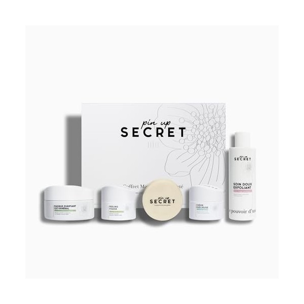 PIN UP SECRET - Coffret Découverte Visage - Savon, Crème, Peeling, Soin Exfoliant et Masque - 5 produits - Visage Revitalisé ...