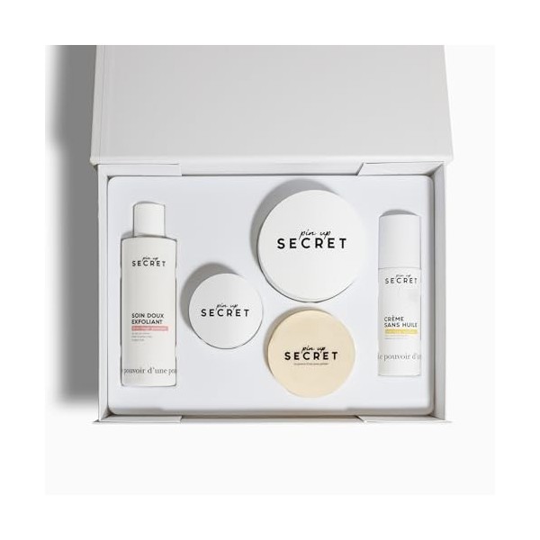 PIN UP SECRET - Coffret Routine Complète Visage - Savon, Crème, Peeling, Soin Exfoliant et Masque Purifiant - 5 produits - Pe...