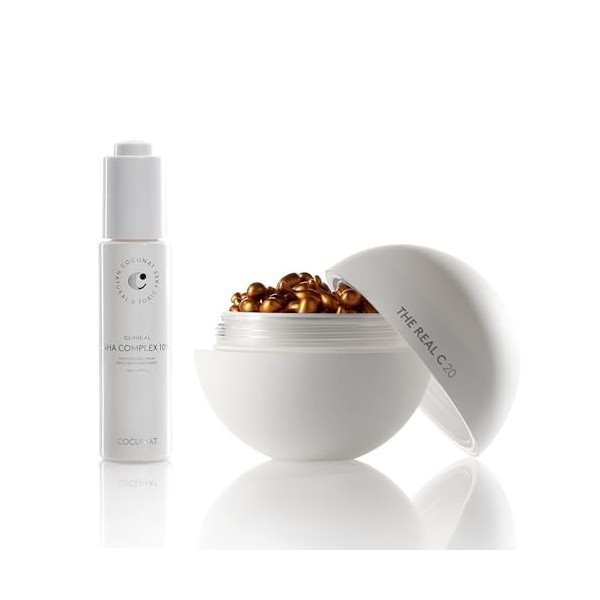 COCUNAT - Pack sérum - Sérum Exfoliant AHA + Sérum Vitamine C 20% - Traite les Signes de Lâge - Eclaircit et Atténue les Tac ...