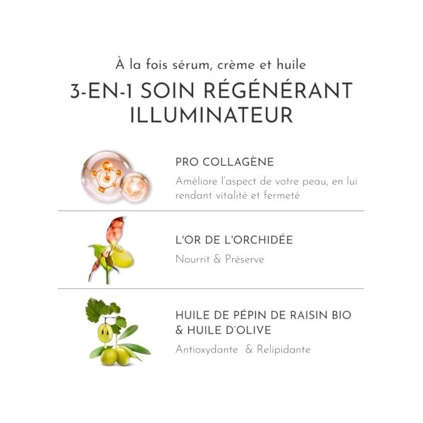 Exertier Creme Hydratante Visage, À lOrchidées,Pro Collagène et Huile De PéPin De Raisin Bio, Anti-Âge & Anti-Rides, Hydrate ...