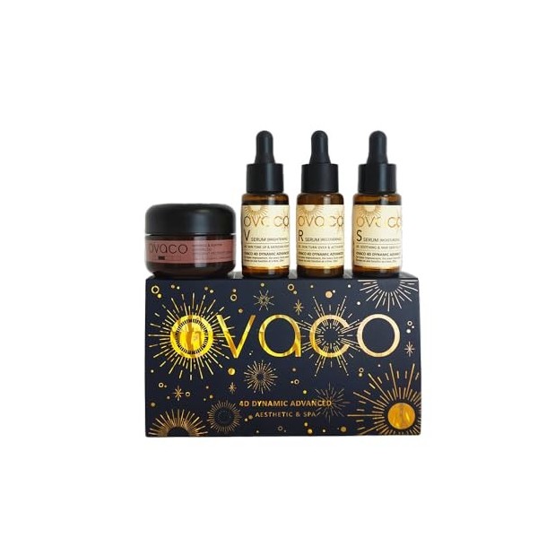 Ovaco - Coffret Anti-Âge 4D – Programme Complet Élasticité & Éclat 28 Jours | 3 Sérums + Crème aux Peptides | Soin Coréen Pro...
