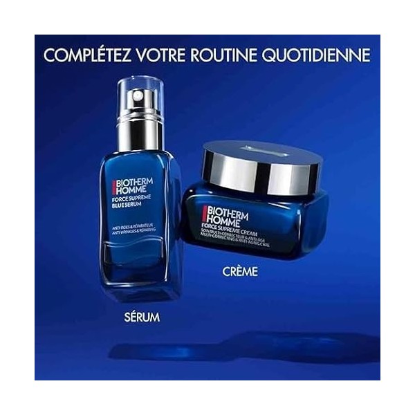 Trio Biotherm Homme, Force Supreme Face Reshaper, Crème Visage Anti-Âge pour Homme 50 ml + Sérum Yeux 15 ml + Sérum Visage An