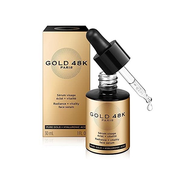 GOLD 48K - Sérum visage éclat + vitalité - Or Pur + Acide Hyaluronique - 30 mL Crème Jour et Nuit