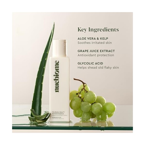 The Biotic Glow Essence de fermentation, sans alcool, exfoliant doux pour points noirs, pores élargis, rides et ridules . 128