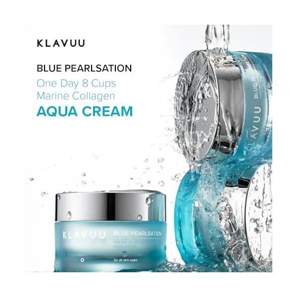 Klavuu, Blue Pearlsation One Day 8 tasses de collagène marin Aqua Cream 50ml Crème Jour et Nuit