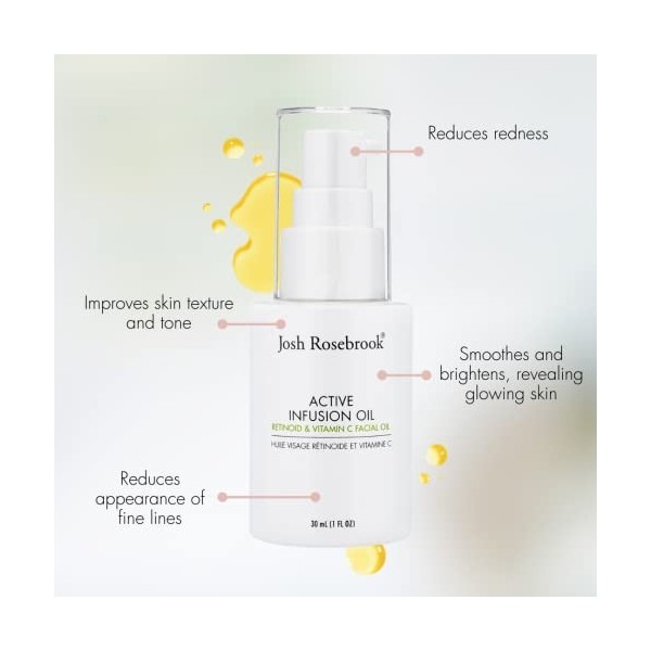 Josh Rosebrook - Active Infusion Oil Retinoid & Vitamin C Facial Serum Improves Skin Texture & Tone, Reduces Fine Lines, Incr...