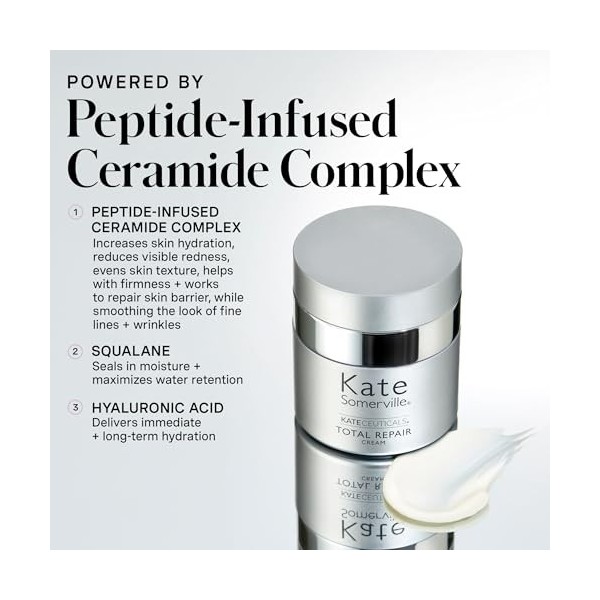 Kate Somerville KateCeuticals Crème réparatrice totale – Hydratant anti-âge avancé, réduit visiblement les rides et ridules, 