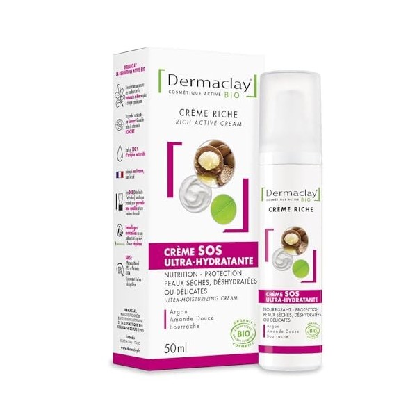 Dermaclay Creme Sos Ultra Hydratante Jour Bio 50ml Crème Jour et Nuit