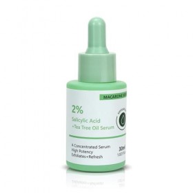 Sérum Concentré à 2% dAcide Salicylique + Huile dArbre à Thé, Haute Puissance, Exfolie et Rafraîchit, 30ml