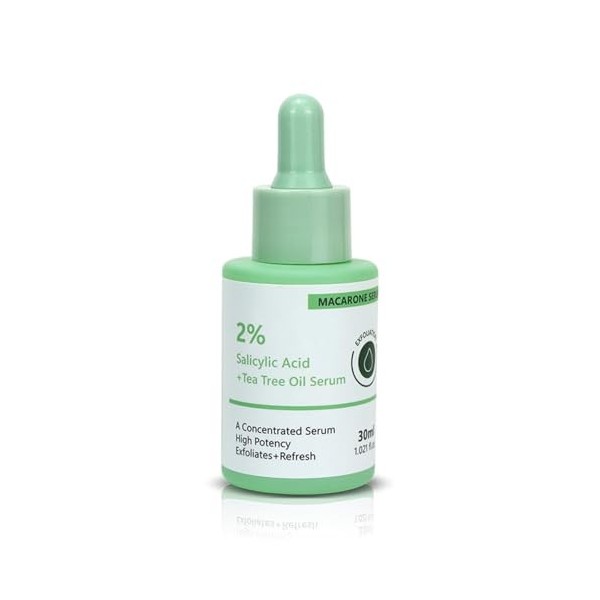 Sérum Concentré à 2% dAcide Salicylique + Huile dArbre à Thé, Haute Puissance, Exfolie et Rafraîchit, 30ml