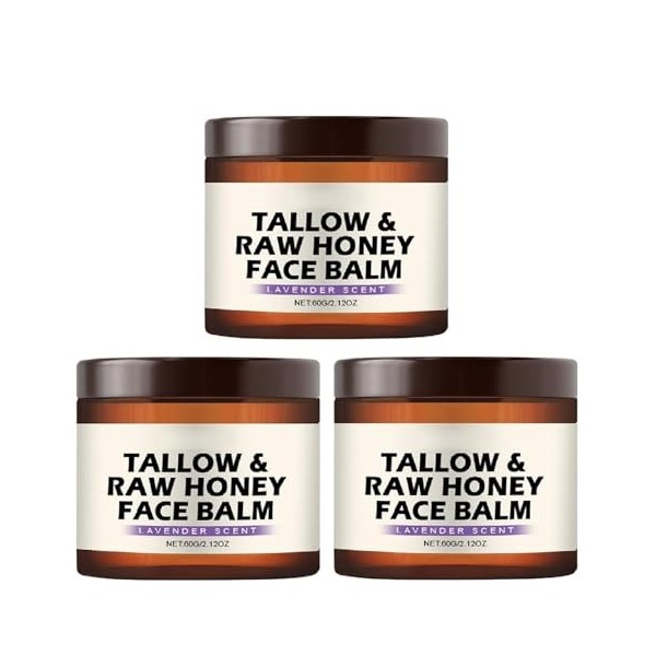 Baume pour le visage au suif et au miel, lissant et nourrissant, hydratant en profondeur et hydratant pour tous les types de ...
